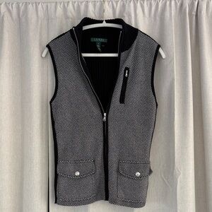 Ralph Lauren Black and White V-Neck Sweater Vest